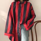 Color-block Striped Long-sleeve Blouse