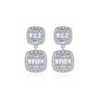 Fashion Luxury Geometric Square Earrings With Cubic Zirconia Silver - One Size