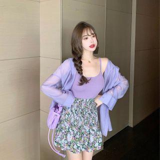 Chiffon Shirt / Floral Skirt / Vest