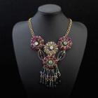 Bead Floral Fringed Statement Necklace