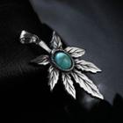 Leaf Gemstone Stainless Steel Pendant / Necklace