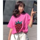Strawberry Sequined Short Sleeve T-shirt