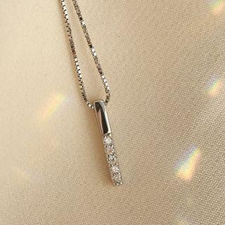 Bar Rhinestone Pendant Sterling Silver Necklace