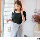 Cutout Elbow Bell-sleeve Knit Top