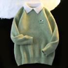 Avocado Embroidered Collared Sweater