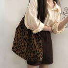 Leopard Print Corduroy Tote Bag As Shown In Figure - One Size