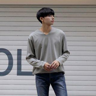 Cut-out Neckline Long-sleeve Top