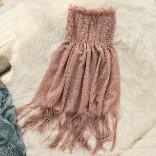 Strapless Fringe Mini Lace Dress