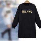 Letter Fleece-lined Long-sleeve Dress