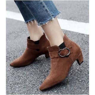 Faux Suede Kitten Heel Ankle Boots