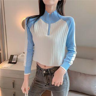 Two-tone Zip Detail Sweater