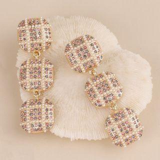 Plaid Rhinestone Faux Pearl Earring