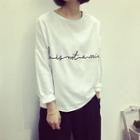 Letter Embroidered Long Sleeve T-shirt