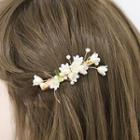 Faux Pearl Floral Hair Clip White & Gold - One Size