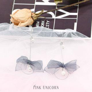 Fabric Mesh Bow Dangle Earring