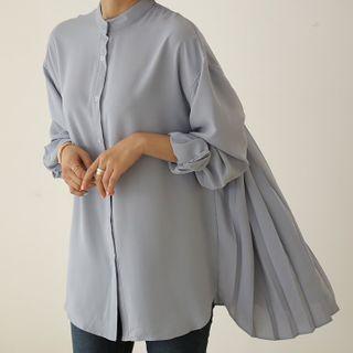 High-collar Pleated Shirt