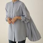 High-collar Pleated Shirt