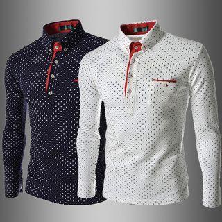 Long Sleeve Two-tone Dot Shirt