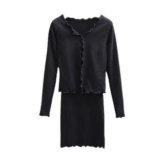 Set: Spaghetti Strap Mini Bodycon Dress + Light Jacket