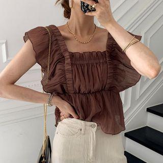 Cap Sleeve Crinkled Blouse