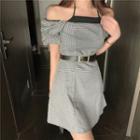 Inset Camisole Off-shoulder Mini Dress / Belt