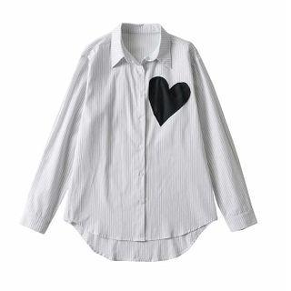Striped Heart Patch Shirt