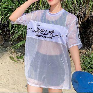 Set: Sleeveless Swim Top + Shorts + Elbow-sleeve T-shirt