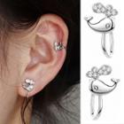 Rhinestone Whale Earring 1 Pair - Clip On Earring - As Shown In Figure - One Size