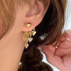 Heart Alloy Fringed Earring Type A - 1 Pair - Gold - One Size