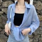 Long-sleeve Sheer Shirt / Camisole Top