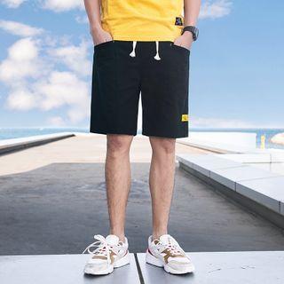 Drawstring-waist Lettering Patch Shorts