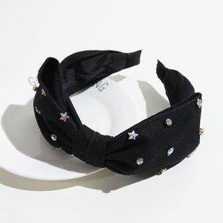 Rhinestone Star Headband 1 Pc - Black - One Size