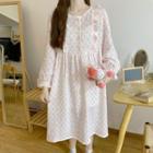 Bell-sleeve Patterned Midi Sleep Dress