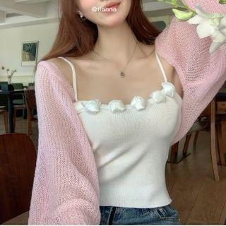 Ruffled Camisole Top / Crop Cardigan
