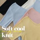 Basic Pastel V-neck Knit Top