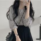Puff Sleeve Check Blouse