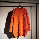 Plain Cable-knit Oversize Sweater