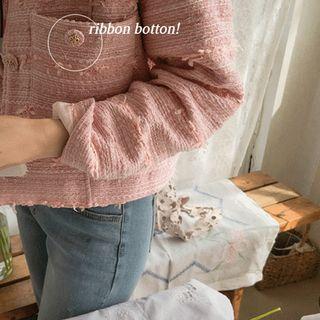 Dual-pocket Fluffy Tweed Jacket