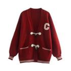 Lettering Toggle Cardigan