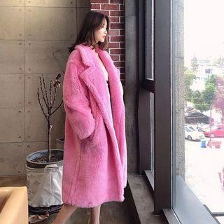 Faux Fur Double Breasted Long Coat