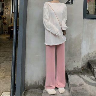Boatneck Long Sleeve Oversized Top / Wide-leg Pants