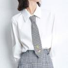 Set: Long-sleeve Shirt + Embroidered Plaid Tie