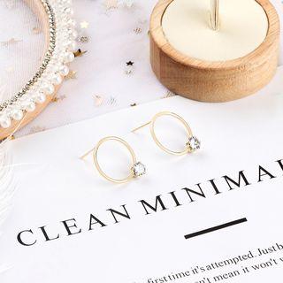Rhinestone Hoop Earring 180219-ln - One Size