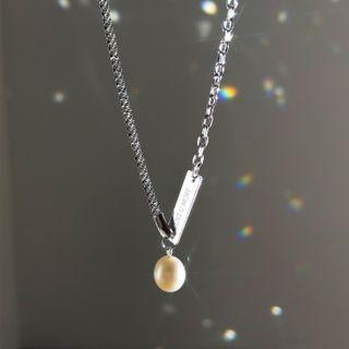 Sterling Silver Faux Pearl Necklace 1 Pc - Xl1283 - Silver - One Size