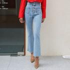 Buttoned High-rise Boot-cut Jeans