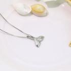 Whale Tail Rhinestone Pendant Alloy Necklace Silver - One Size
