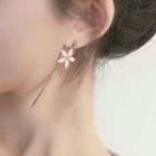 Non-matching Faux Crystal Flower Alloy Bar Dangle Earring