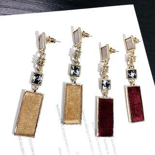 Geometric Velvet Drop Statement Earring