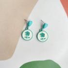 Heart Flower Alloy Dangle Earring 1 Pair - 1609 - Blue - One Size