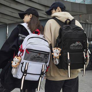 Mountain Print Mesh Panel Backpack / Bag Charm / Set